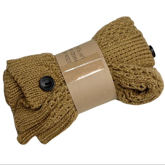 Peek a Boot handwoven knit tan socks - Picture 3 of 4